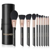 💄 10pcs makeup brush set - professional premium synthetic foundation brush powder blush concealers eye shadows - rose golden make up brushes with black case logo