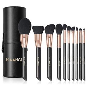 img 4 attached to 💄 10PCs Makeup Brush Set - Professional Premium Synthetic Foundation Brush Powder Blush Concealers Eye Shadows - Rose Golden Make Up Brushes with Black Case