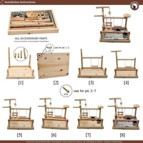 img 3 attached to MRli Bird Play Stand - Перестановка для птичек MRli - Площадка для попугаев с перекладиной для кокатиль, деревянным спортивным залом, лестницей, кормушками, игрушками и зоной для физических упражнений.