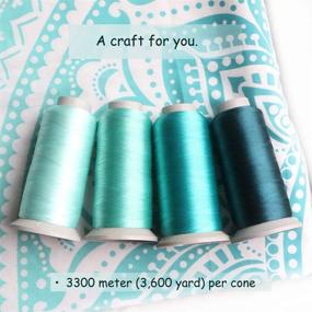 img 3 attached to 🧵 4-Pack Embroidery Thread in Light Cyan Turquoise Teal Polyester - Large Spool, 3608 Yards (3300M) Each - Ideal for Home Embroidery and Sewing Machines - ACRAFT