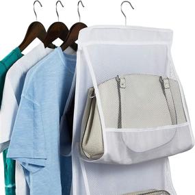 img 3 attached to Okuna Outpost Closet Storage Hanging Purse Organizer, White Mesh (2 Pack, 48 x 13.8 inches)