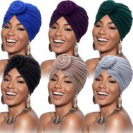 👒 6-piece women's african turban flower knot pre-tied bonnet cap headwrap by satinior logo