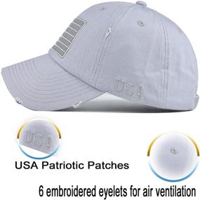 img 2 attached to 🧢 Adjustable Baseball Cap with Distressed Embroidered Patch - HHNLB American Flag Hat for Men and Women, Perfect for Patriotic Fashion