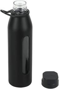 img 1 attached to 💧 Stay Hydrated in Style with the Takeya Glass Water Bottle: Silicone Sleeve, Twist Cap, 22 Ounce, Black
