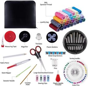 img 3 attached to Premium Sewing Kit for Adults, Travelers, and Beginners - Portable Sewing Thread Set with 126 Accessories and Tools for Emergency Repairs. Includes Black Carrying Case