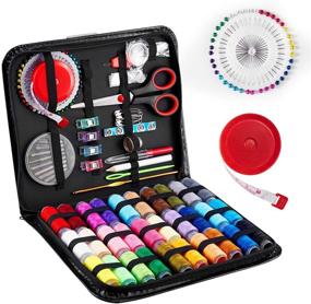 img 4 attached to Premium Sewing Kit for Adults, Travelers, and Beginners - Portable Sewing Thread Set with 126 Accessories and Tools for Emergency Repairs. Includes Black Carrying Case