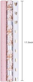 img 1 attached to 🎁 MAYPLUSS Wrapping Paper Mini Roll - 17 inch X 120 inch Per Roll - 3 Pink and Silver Floral Designs - Total of 43.2 sq.ft.