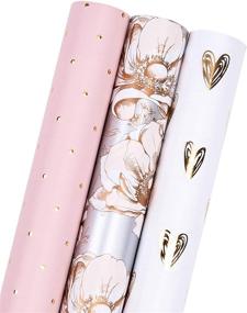 img 4 attached to 🎁 MAYPLUSS Wrapping Paper Mini Roll - 17 inch X 120 inch Per Roll - 3 Pink and Silver Floral Designs - Total of 43.2 sq.ft.