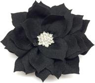 🌸 pepperlonely 3 inch black flat back rhinestone button center fabric flowers - 10pc set logo