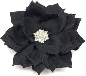 img 4 attached to 🌸 PEPPERLONELY 3 Inch Black Flat Back Rhinestone Button Center Fabric Flowers - 10PC Set