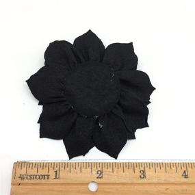 img 2 attached to 🌸 PEPPERLONELY 3 Inch Black Flat Back Rhinestone Button Center Fabric Flowers - 10PC Set