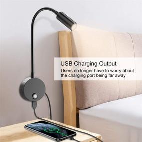 img 2 attached to 🔆 ERAY Dimmable LED Wall Mounted Reading Light with Flexible Gooseneck, USB Charging & 3 Colors Temperature - 2 Pack