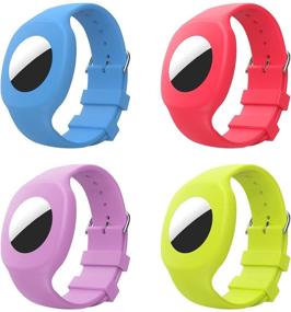 img 4 attached to 👶 MoKo 4ПАК Silicone Wristband для AirTag 2021 - Детский браслет с регулируемым ремешком, защитный чехол для малышей, младенцев, детей - Многоцветный В