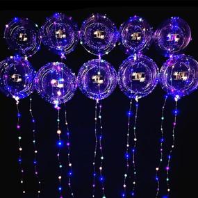 img 3 attached to 🎈 10 Pack LED Balloons - Blinking Light Up Bobo Balloons, 20 Inches Clear Helium Balloons with Glow Bubble Function and String Lights - Ideal for Valentines Day, Christmas, Graduation, Wedding, Birthday Party Decoration in Colorful Shades