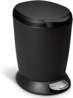 black plastic round bathroom step 🗑️ trash can, 6l / 1.6 gal - simplehuman logo