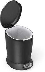 img 1 attached to Black Plastic Round Bathroom Step 🗑️ Trash Can, 6L / 1.6 Gal - simplehuman