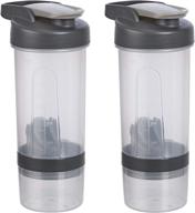 🥤 amazon basics 20-ounce shaker bottle with mixer ball - 2-pack, grey logo