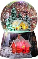 🏼 enchanting snow globes for boys and girls: christmas village santa snow globe with magical glitter, 7 color changing lights, musical box, and castle in the sky - ideal xmas & birthday gifts! логотип