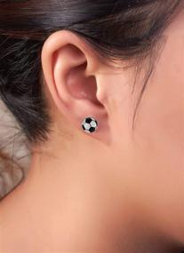 img 3 attached to ⚽️ Hypoallergenic Soccer Stud Earrings with Secure Safety Screwback – Surgical Steel Must-Have!