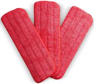 🧽 3 pack of red washable microfiber mop head replacement pads - 16 x 5.5 inches - professional cleaning supplies for wet or dry floors - ideal for home and office use logo