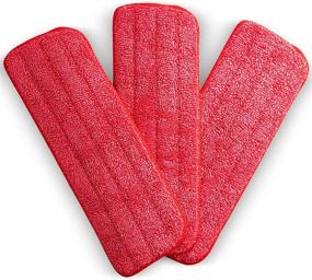 img 4 attached to 🧽 3 Pack of Red Washable Microfiber Mop Head Replacement Pads - 16 x 5.5 Inches - Professional Cleaning Supplies for Wet or Dry Floors - Ideal for Home and Office Use