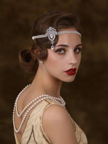 img 2 attached to 👒 SWEETV 1920's Flapper Headband - Great Gatsby Headpiece, 20s Art Deco Hair Accessories - Sliver Headband