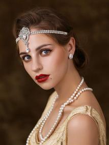 img 1 attached to 👒 SWEETV 1920's Flapper Headband - Great Gatsby Headpiece, 20s Art Deco Hair Accessories - Sliver Headband