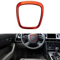 🍊 premium trapezoid car steering wheel sticker - aluminum emblem trim for audi a3/a4l/a6l - stylish orange design! logo