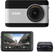 finedigital finevu x500 автомобильная камера, full hd 1080p передняя и задняя, 3,5-дюймовый сенсорный экран ips, кабель для жесткого подключения, карта microsd на 64 гб, ночное видение, adas, таймлапс, g-сенсор логотип