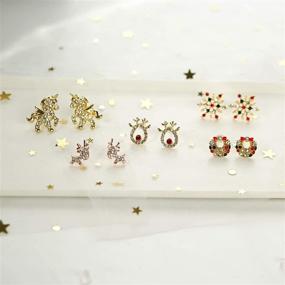 img 1 attached to 🎄 TEZCRT 8 Pairs Christmas Themed Stud Earrings in Delicate Designed Package: Festive & Cute Jewelry for Teens, Girls, and Women – Perfect for Holiday Parties