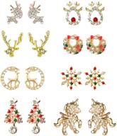 🎄 tezcrt 8 pairs christmas themed stud earrings in delicate designed package: festive & cute jewelry for teens, girls, and women – perfect for holiday parties logo