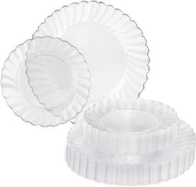 img 3 attached to 🍽️ Perfect Settings 50 Piece Premium Clear Plastic Plates: Elegant Disposable Dinnerware Sets for 25 Guests - Heavy Duty, Flared Edge, 10 Inch Dinner & 7 Inch Salad Plates