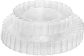 img 2 attached to 🍽️ Perfect Settings 50 Piece Premium Clear Plastic Plates: Elegant Disposable Dinnerware Sets for 25 Guests - Heavy Duty, Flared Edge, 10 Inch Dinner & 7 Inch Salad Plates