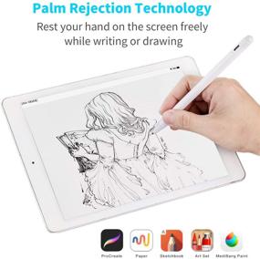 img 1 attached to White Digital Pen with 1.0mm Plastic Tip Stylus for iPad Pro 12.9 Pencil 4th Generation 2020: Palm Rejection Enabled