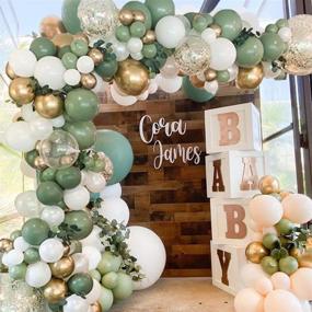 img 2 attached to 🎈 Safari Birthday Party Decoration: Olive Green, White, and Metallic Gold Nude Balloons Garland Kit with Sage Arch Design