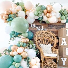 img 3 attached to 🎈 Safari Birthday Party Decoration: Olive Green, White, and Metallic Gold Nude Balloons Garland Kit with Sage Arch Design