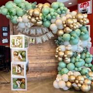 🎈 safari birthday party decoration: olive green, white, and metallic gold nude balloons garland kit with sage arch design логотип