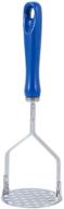 ikaar stainless steel potato masher - food masher utensil for mashed potatoes, avocado, beans, and vegetables - blue logo