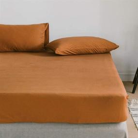 img 4 attached to 🎃 Soft Jersey Knit Pumpkin Color Fitted Sheet Queen – Cozy Cotton Bedding for Deep Pocket Mattresses - Perfect Home or Hotel Bed Bottom Sheet (NO Pillowcases)