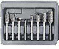 premium 8pcs double cut solid carbide burr set for die grinder drill - ideal for metal wood carving, engraving, polishing, drilling - 1/4 inch shank logo