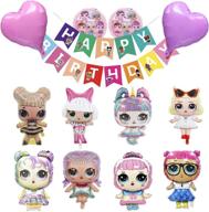 girls' surprise party supplies - happy birthday banners and dolls decorations логотип