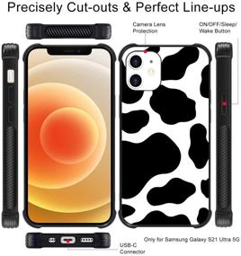 img 1 attached to 🐄 Stylish Cow Print iPhone 12 Case with Lanyard Strap Holder - Full Protection for Women & Girls (6.1 Inch)