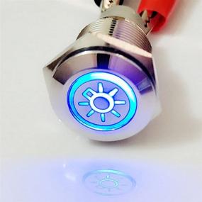 img 2 attached to ESUPPORT 12V Car Vehicle Blue LED Light Headlight Push Button Metal Toggle Switch 16Mm