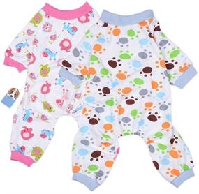 img 4 attached to 🐾 Amakunft 2-Pack Dog Clothes: Soft Dog Pajamas for Cats and Dogs - Cozy Cotton Puppy Rompers, Pet Jumpsuits, and Bodysuits