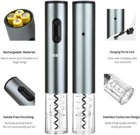 img 1 attached to 🍷 DEKOHM Rechargeable Electric Wine Opener Set - Cordless Corkscrew with 5-IN-1 Pourer, Vacuum Stopper, Foil Cutter, Charger - Automatic Wine Gift Set