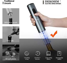 img 3 attached to 🍷 DEKOHM Rechargeable Electric Wine Opener Set - Cordless Corkscrew with 5-IN-1 Pourer, Vacuum Stopper, Foil Cutter, Charger - Automatic Wine Gift Set