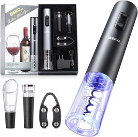 img 4 attached to 🍷 DEKOHM Rechargeable Electric Wine Opener Set - Cordless Corkscrew with 5-IN-1 Pourer, Vacuum Stopper, Foil Cutter, Charger - Automatic Wine Gift Set