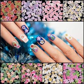 img 1 attached to 🌺 Vibrant 9 Boxes 3D Flower Nail Art Sequins: Colorful Mixed Flowers & Leaves Stickers for DIY Crafting and Nail/Face/Body Decoration