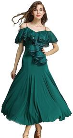 img 4 attached to 💃 Exquisite French Classic Luxury Lotus Leaf Swing Ice Silk Dance Costume for Women - Perfect for Latin, Flamenco, Ballroom, Waltz, and Salsa Dancing!