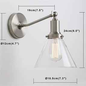 img 3 attached to 🔦 Industrial Vintage Slope Pole Wall Mount Single Sconce with Flared Clear Glass Shade - Brushed Wall Sconce Light Fixture